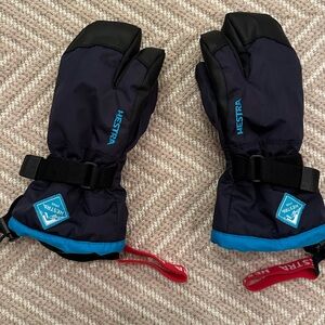 Hestra Black and Navy Mittens Size 3 Like New